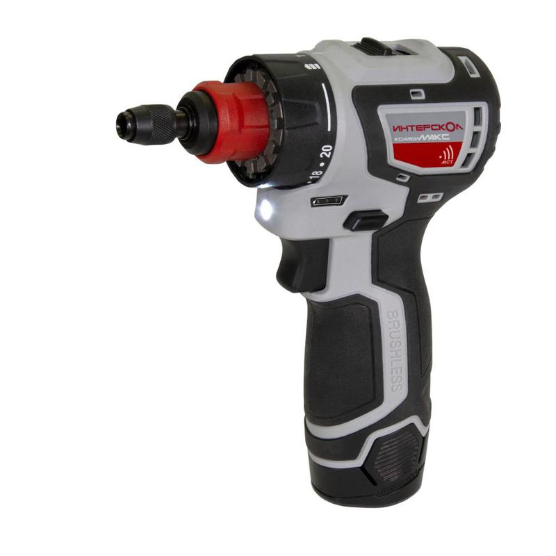 Дрель-шуруповерт акуумуляторная бесщеточн. ДА-10/12В 36 КомбиМАКС (Li-ion сумка 2 аккум. 2А.ч 4 насадки) ИНТЕРСКОЛ 687.2.2.78