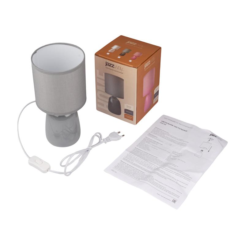 Светильник настольный JH2-02-gy E14 IP20 130х130х255мм керамика; ткань; PVC-пластик сер. JazzWay 5062320