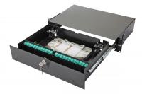 Панель оптическая 47F-48 19дюйм 2U выдвижная корпус на 48 адаптеров 48 дуплекс LC адаптеров ОМЗ Eurolan 47F-48-30-2L-48-11BL